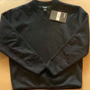 NWT Blauer Dark Navy Fleece Lined V-neck Sweater Size Large